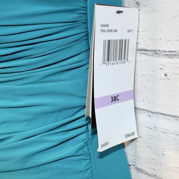 Coco Reef Charisma Underwire Shirred Bandeau Tankini Top Teal Cove Size 38C NWT - Picture 7 of 8